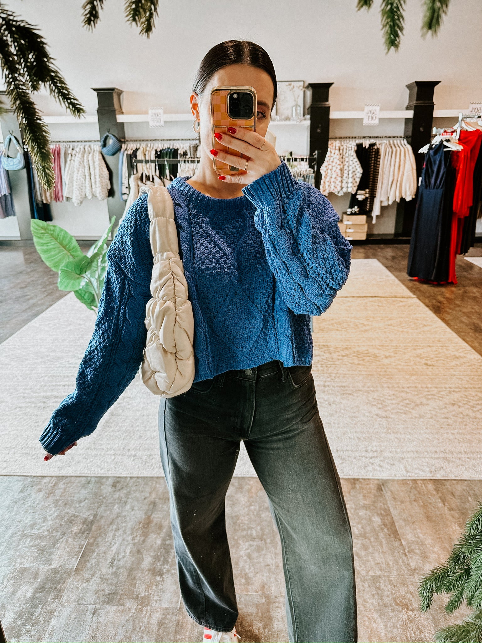 Cora Cable Knit Sweater- Blue