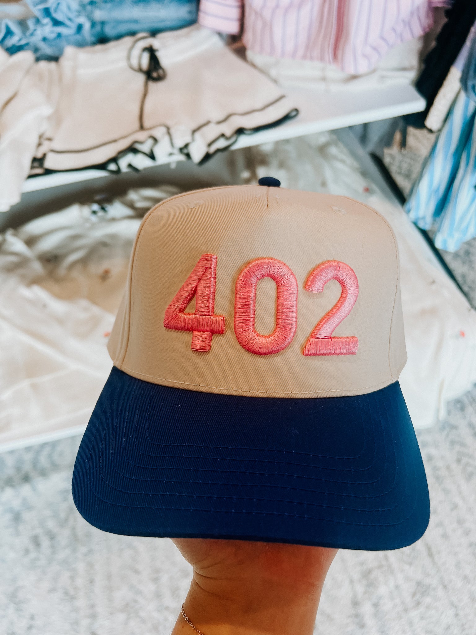 402 Hat- Blue/Pink