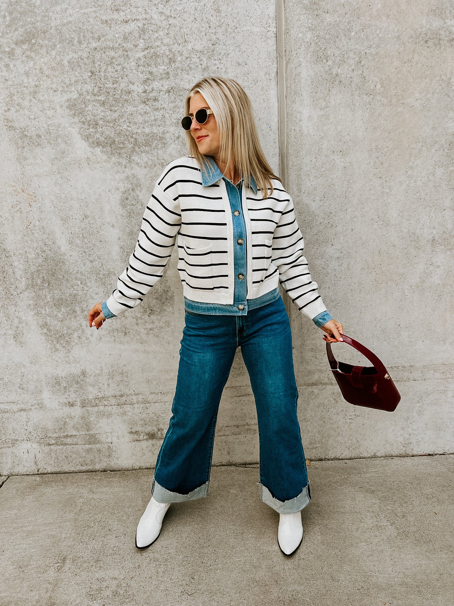 Charlie Stripe Denim Cardigan