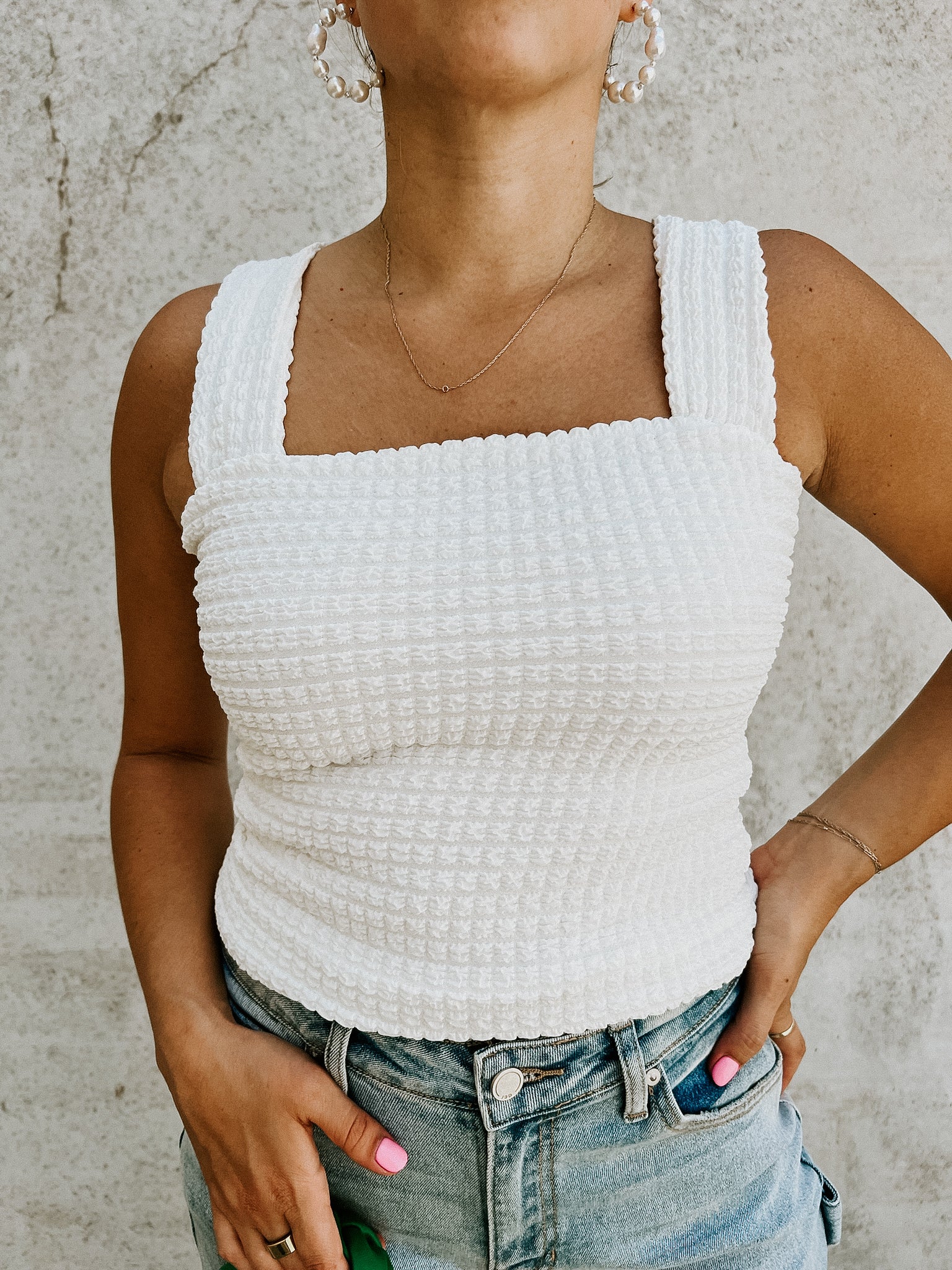 Tyler Textured Tank- White