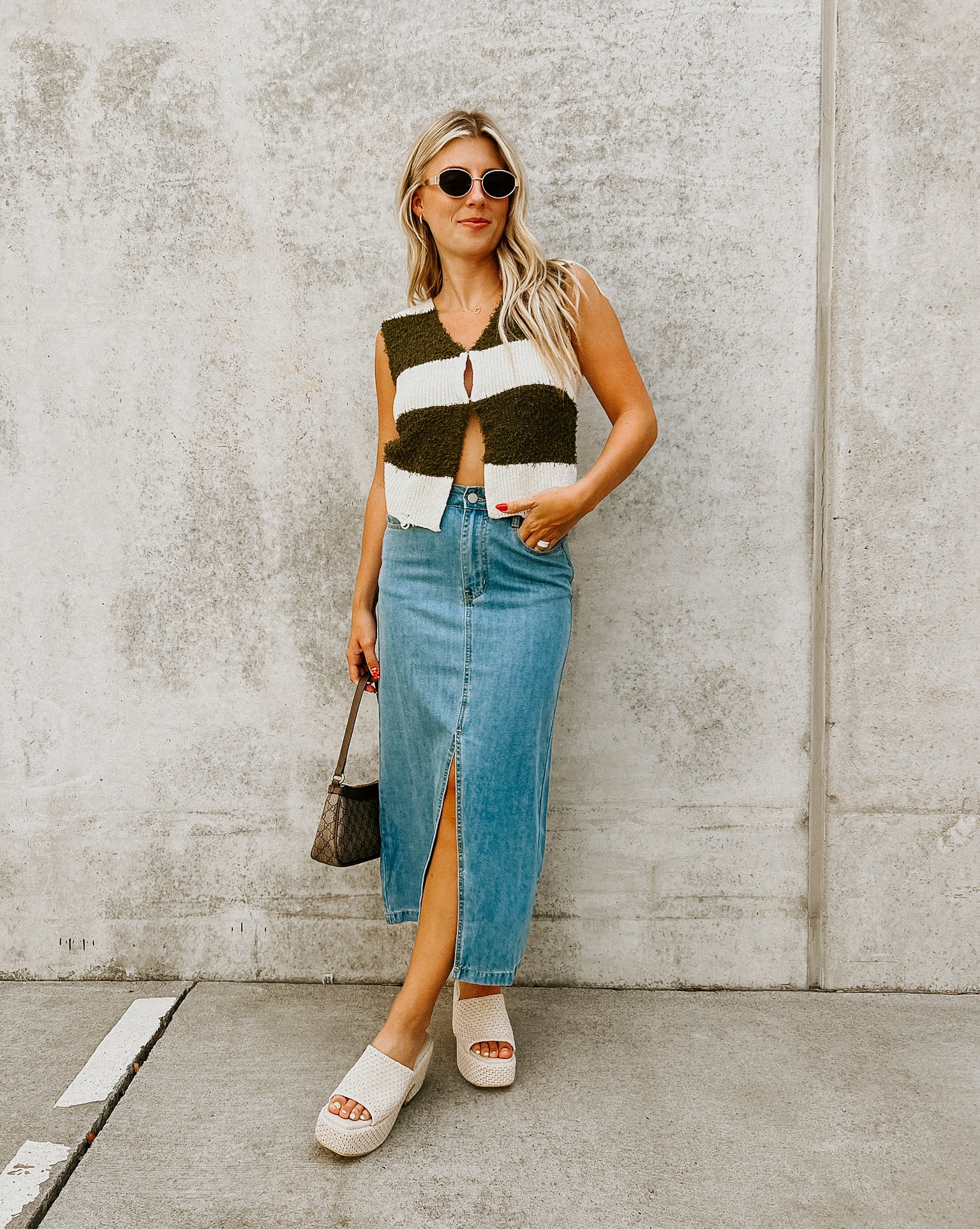 Olive Striped Top