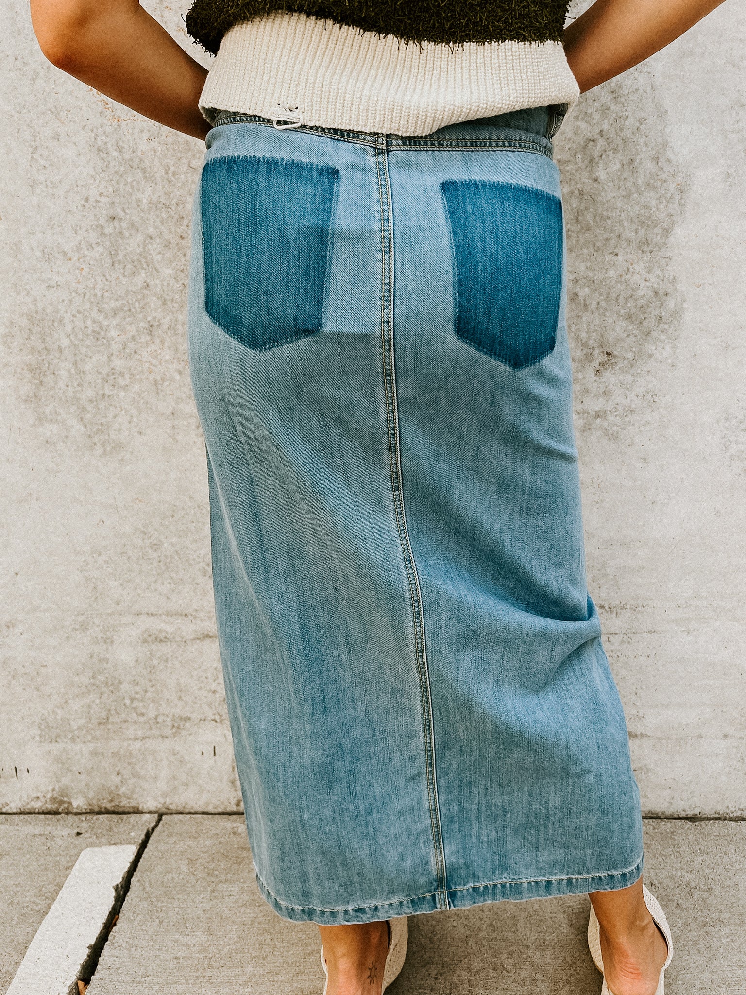 Drew Denim Midi Skirt