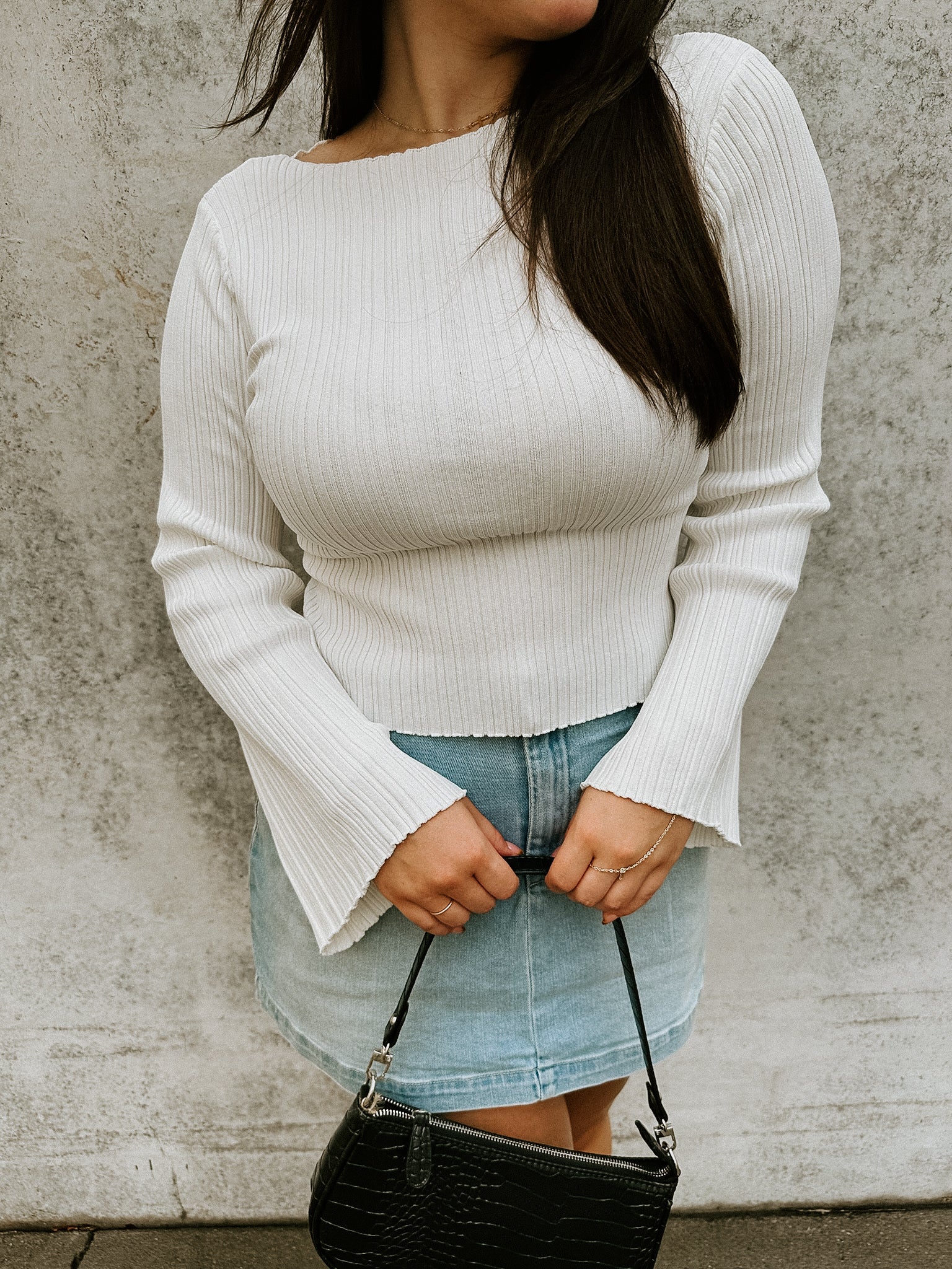 Taryn Rib Knit Top- White