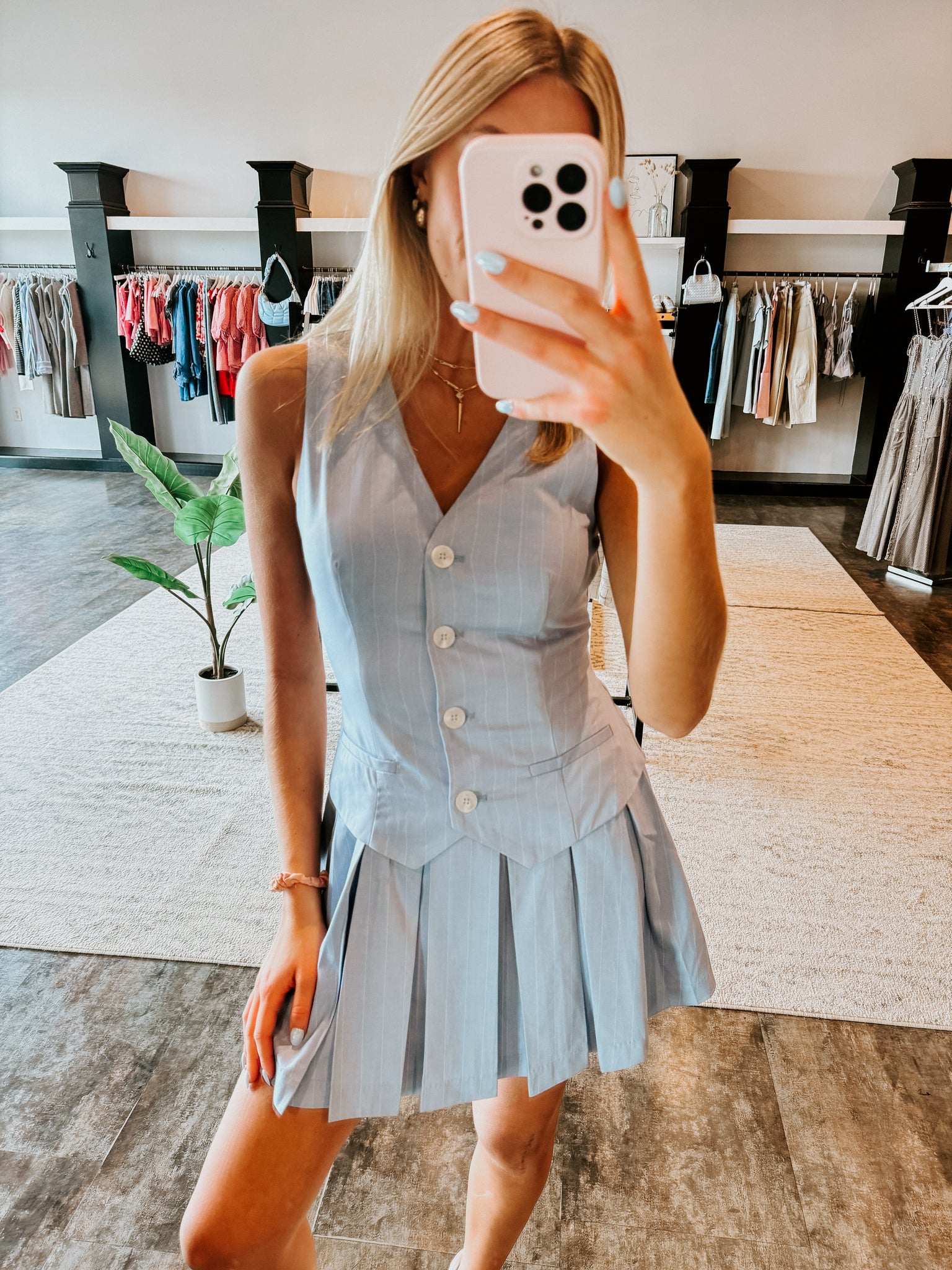 Emerie Stripe Pleated Dress