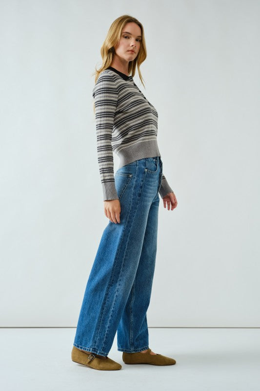Riley Stripe Polo Sweater