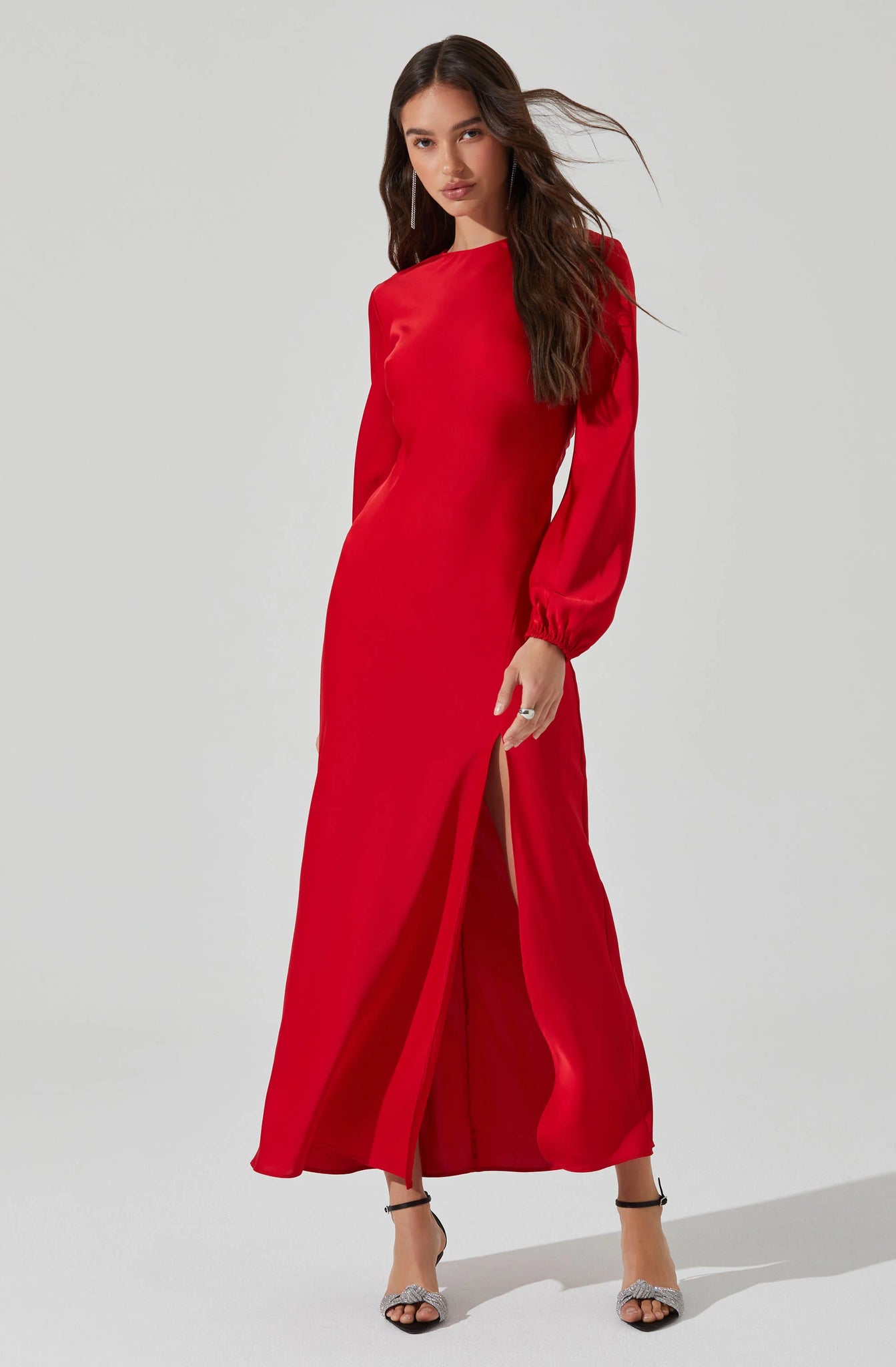 mauve satin maxi dress KissProm