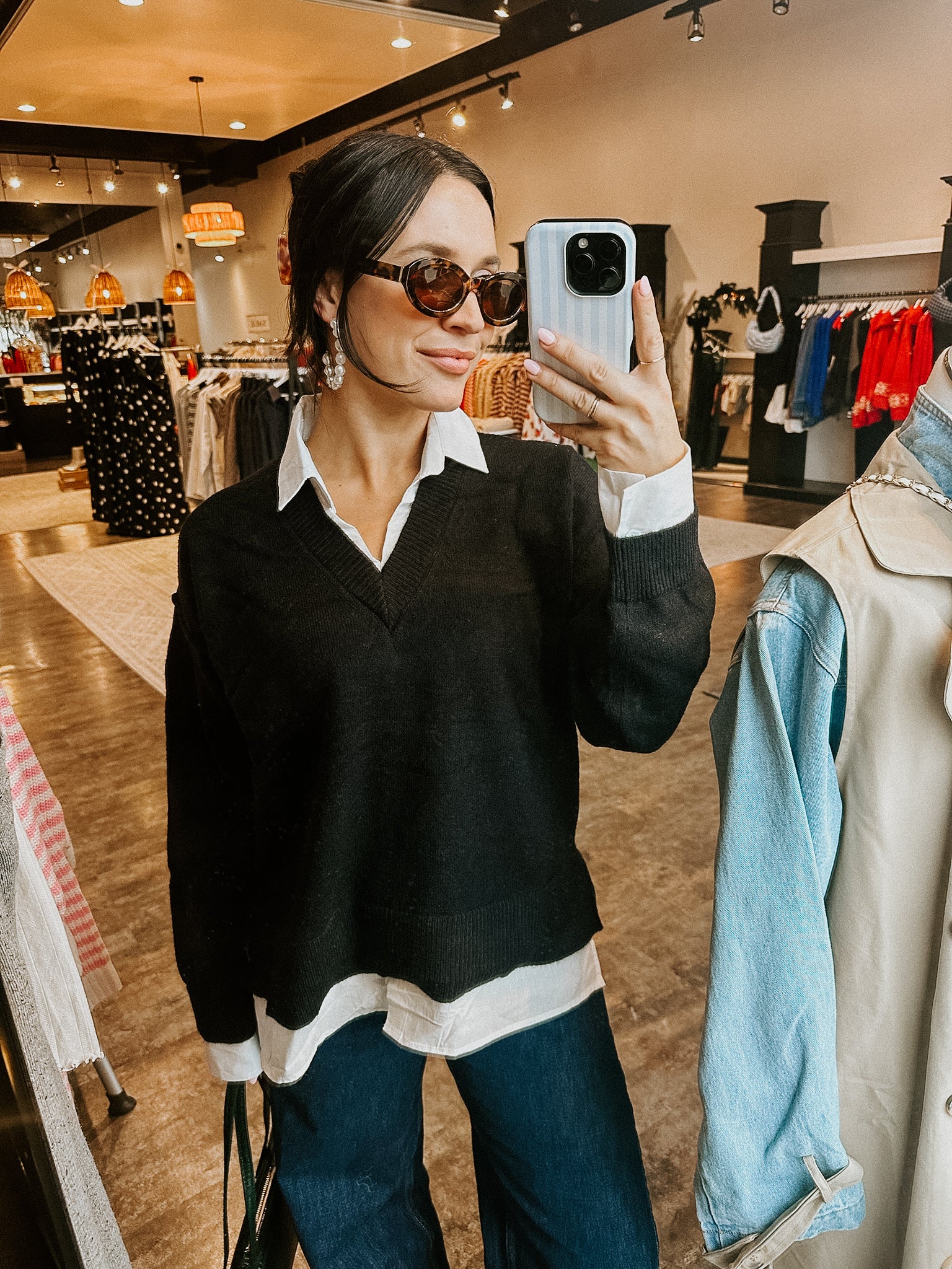 Cecilia Collared V-Neck Sweater