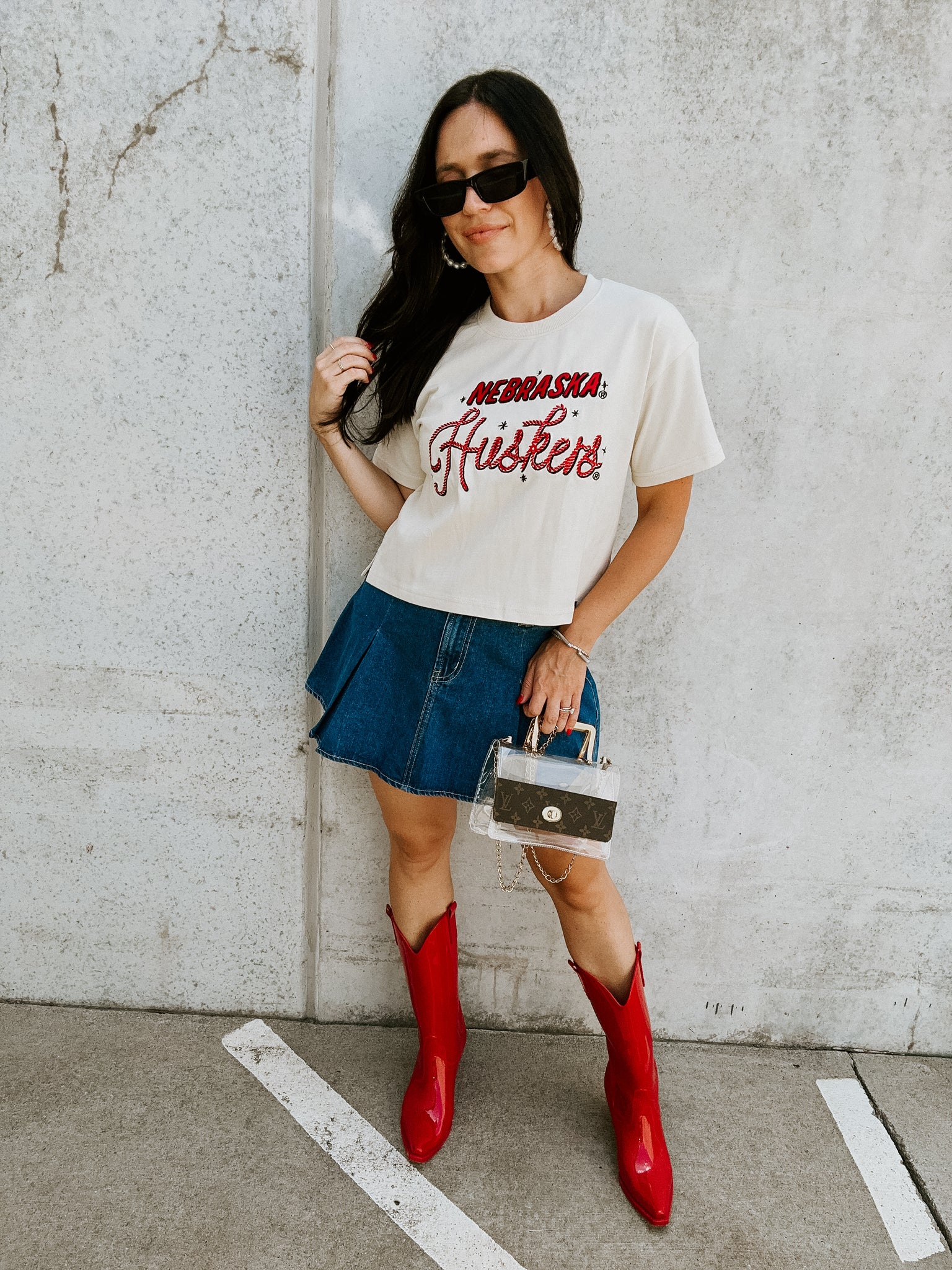 Huskers Lasso Crop Tee