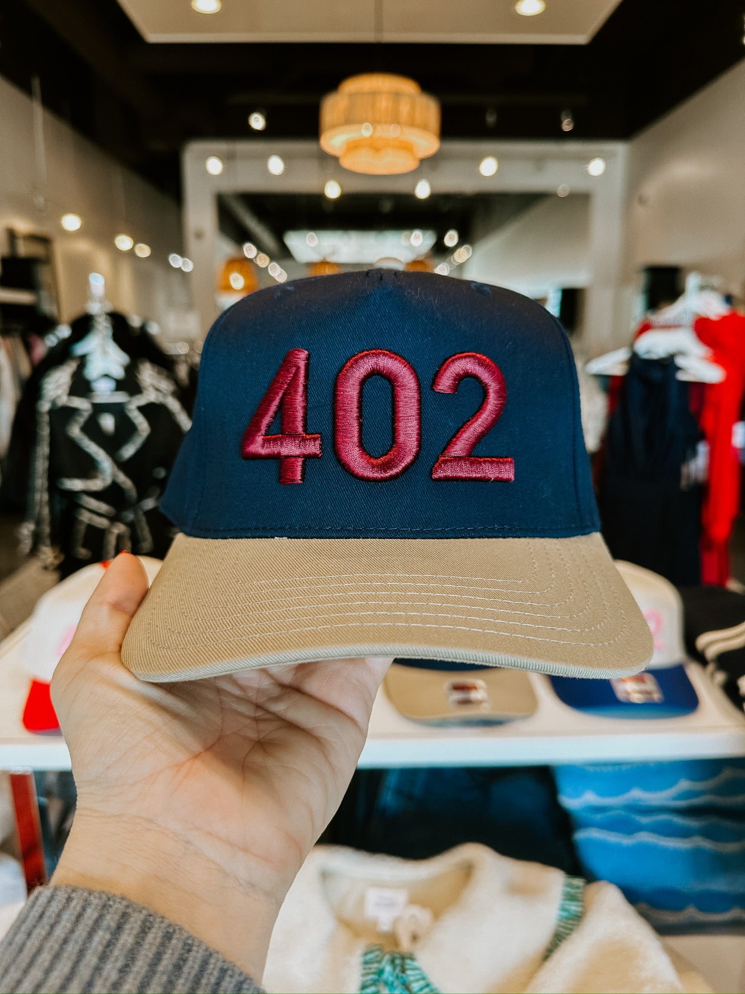 402 Hat- Navy/Maroon