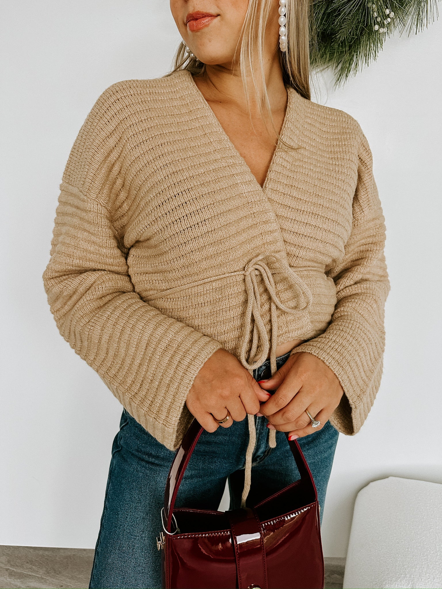 Raquel Wrap Side Tie Sweater