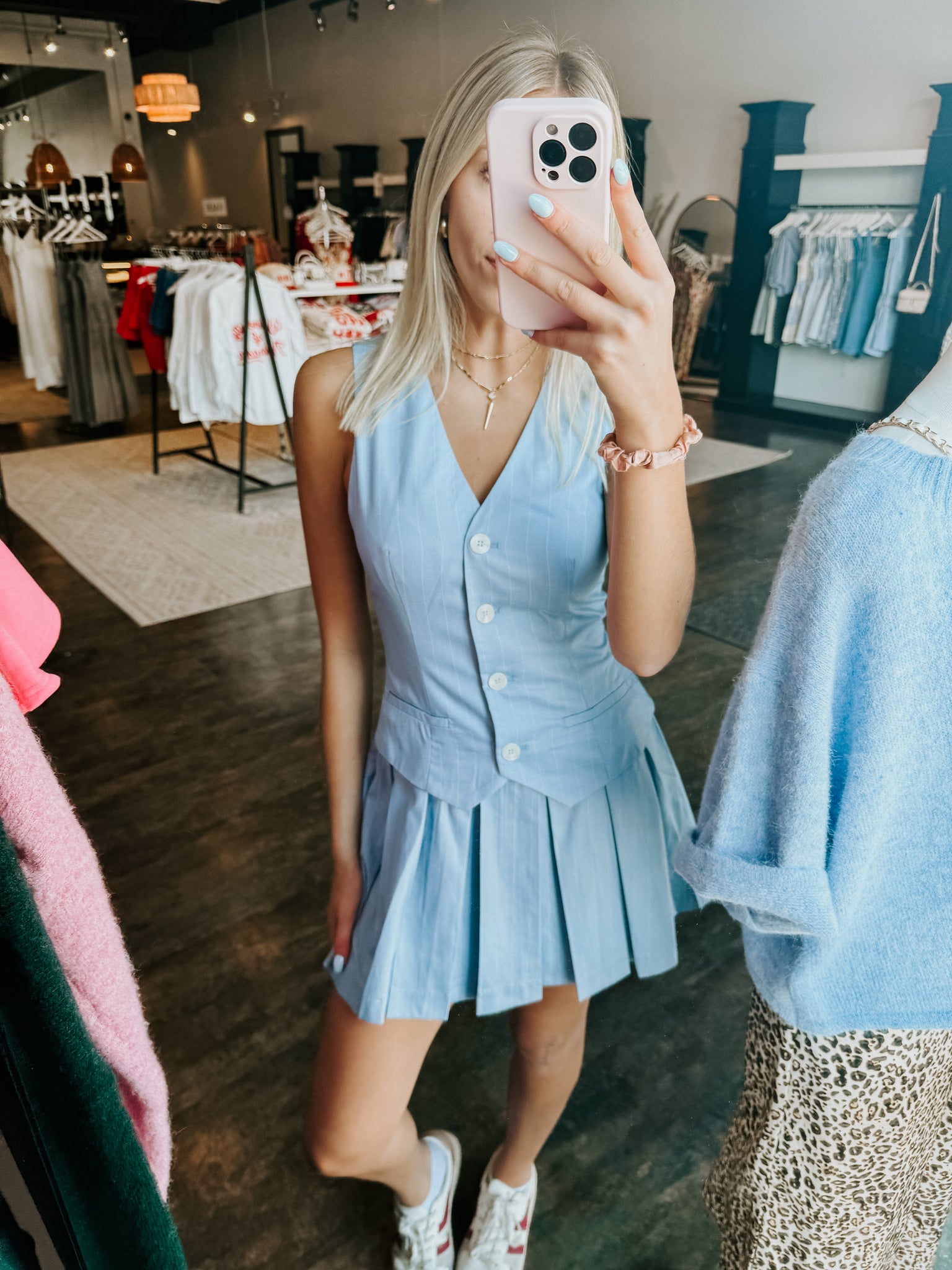Emerie Stripe Pleated Dress