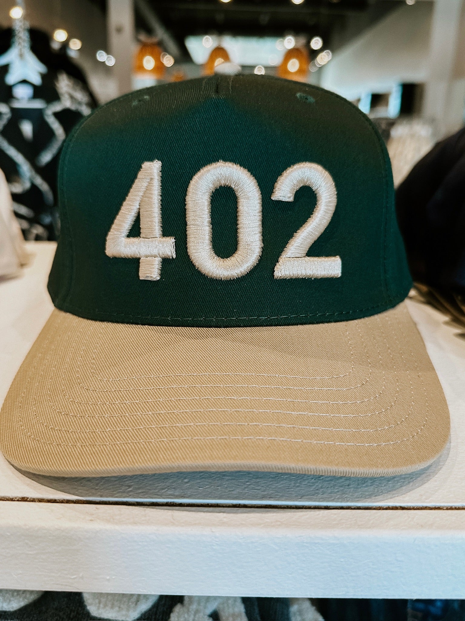 402 Hat-Green/Cream