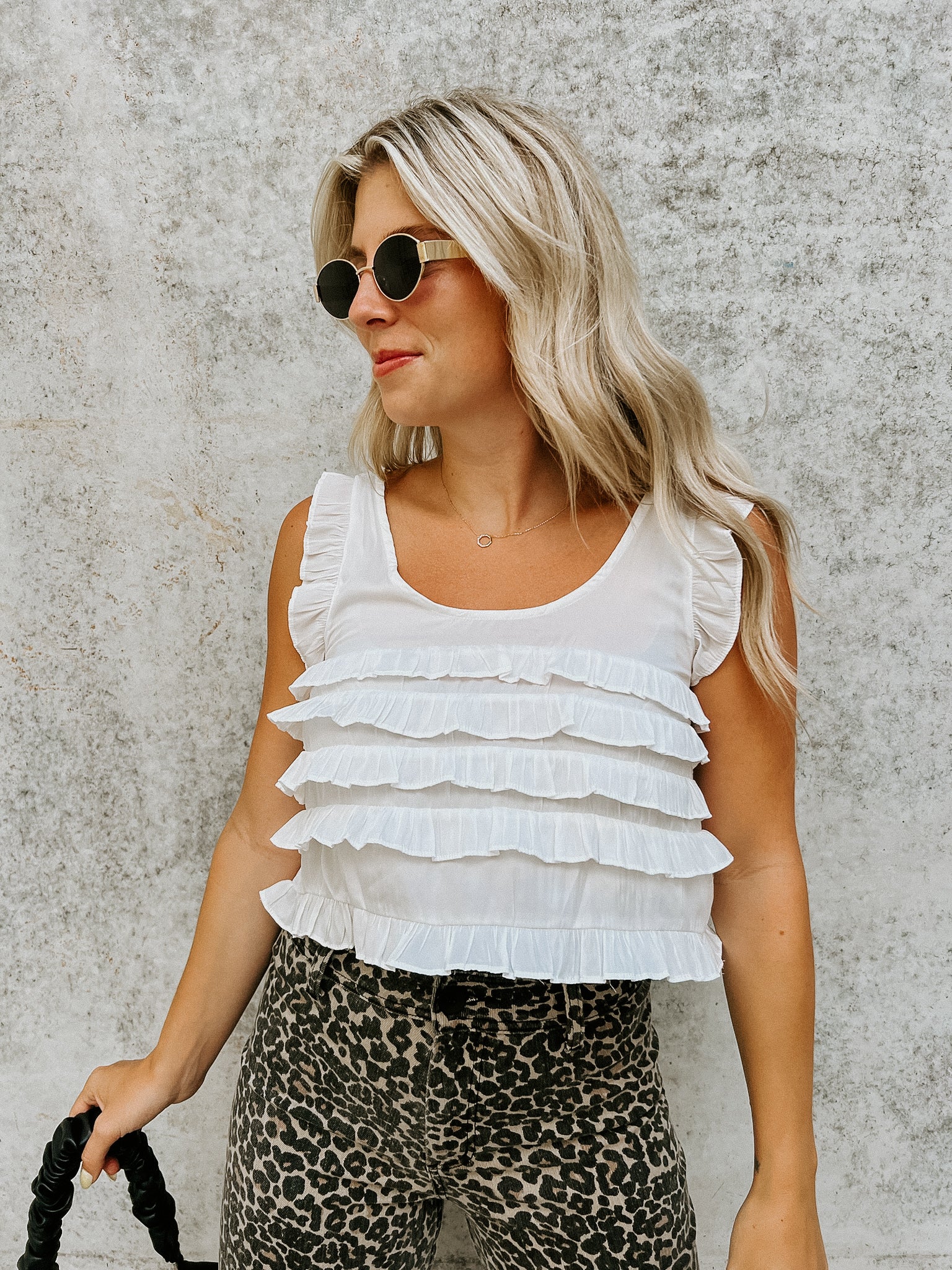 Shae Ruffle Top- White