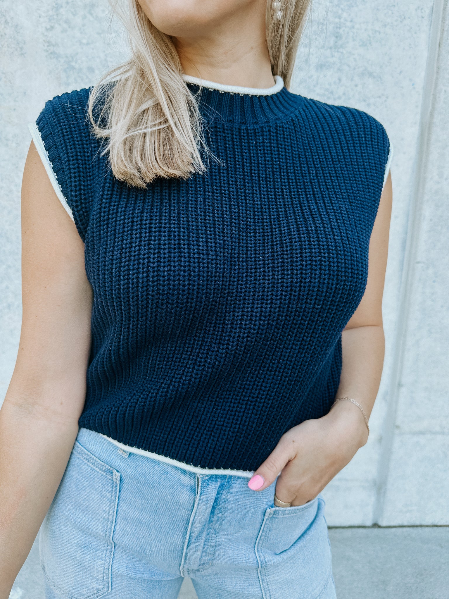 Contrast Knit Top