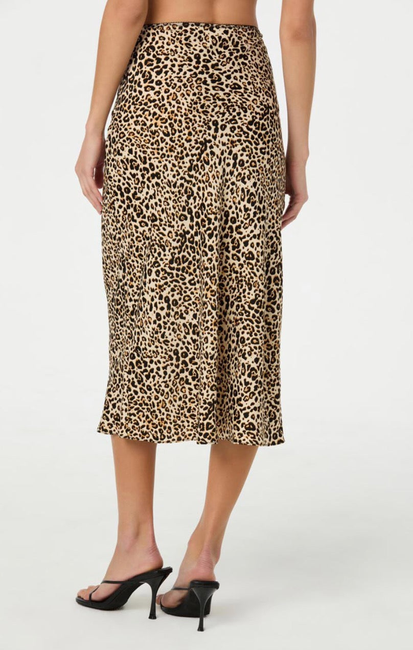 Leo Leopard Satin Skirt