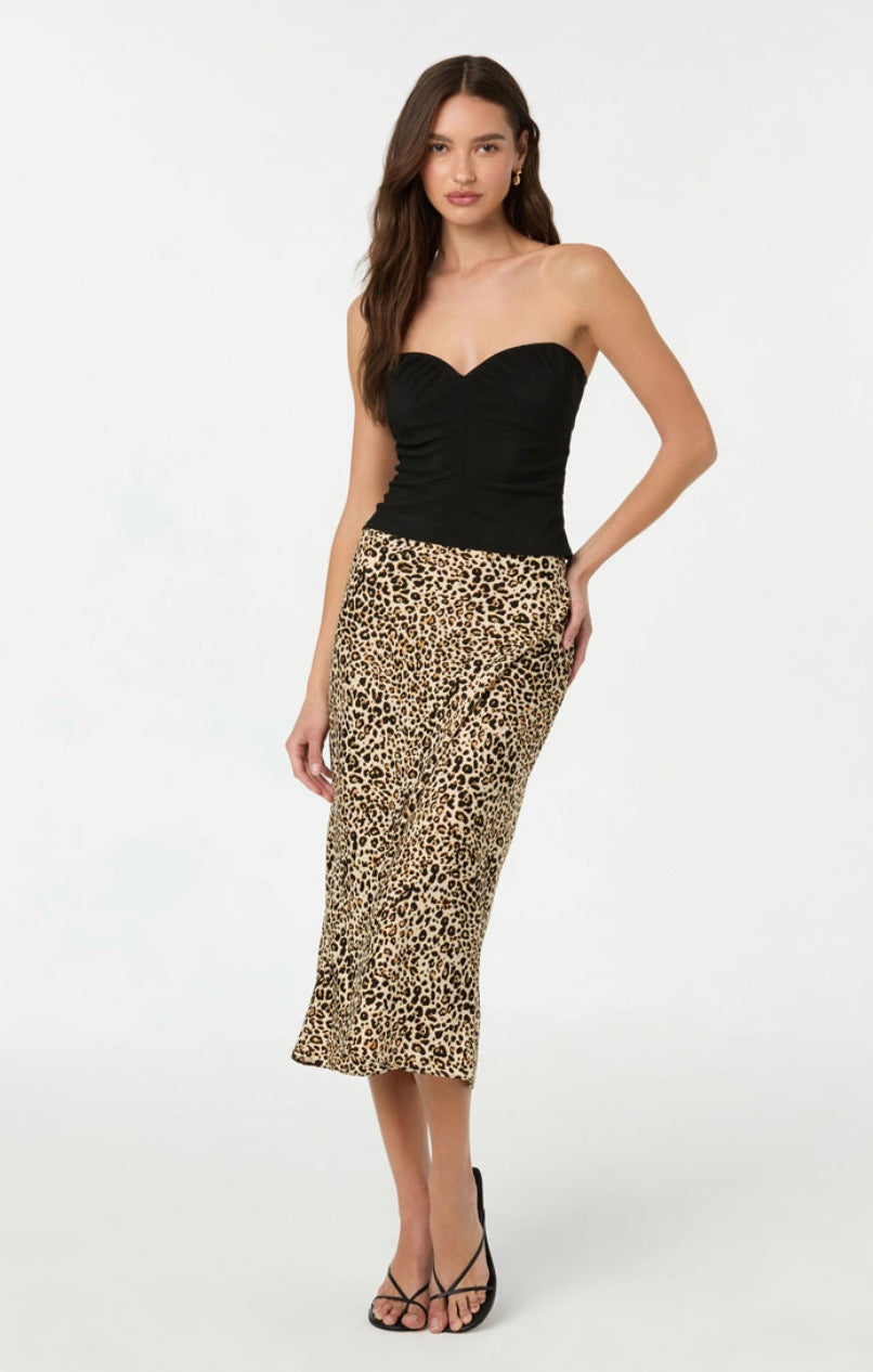 Leo Leopard Satin Skirt