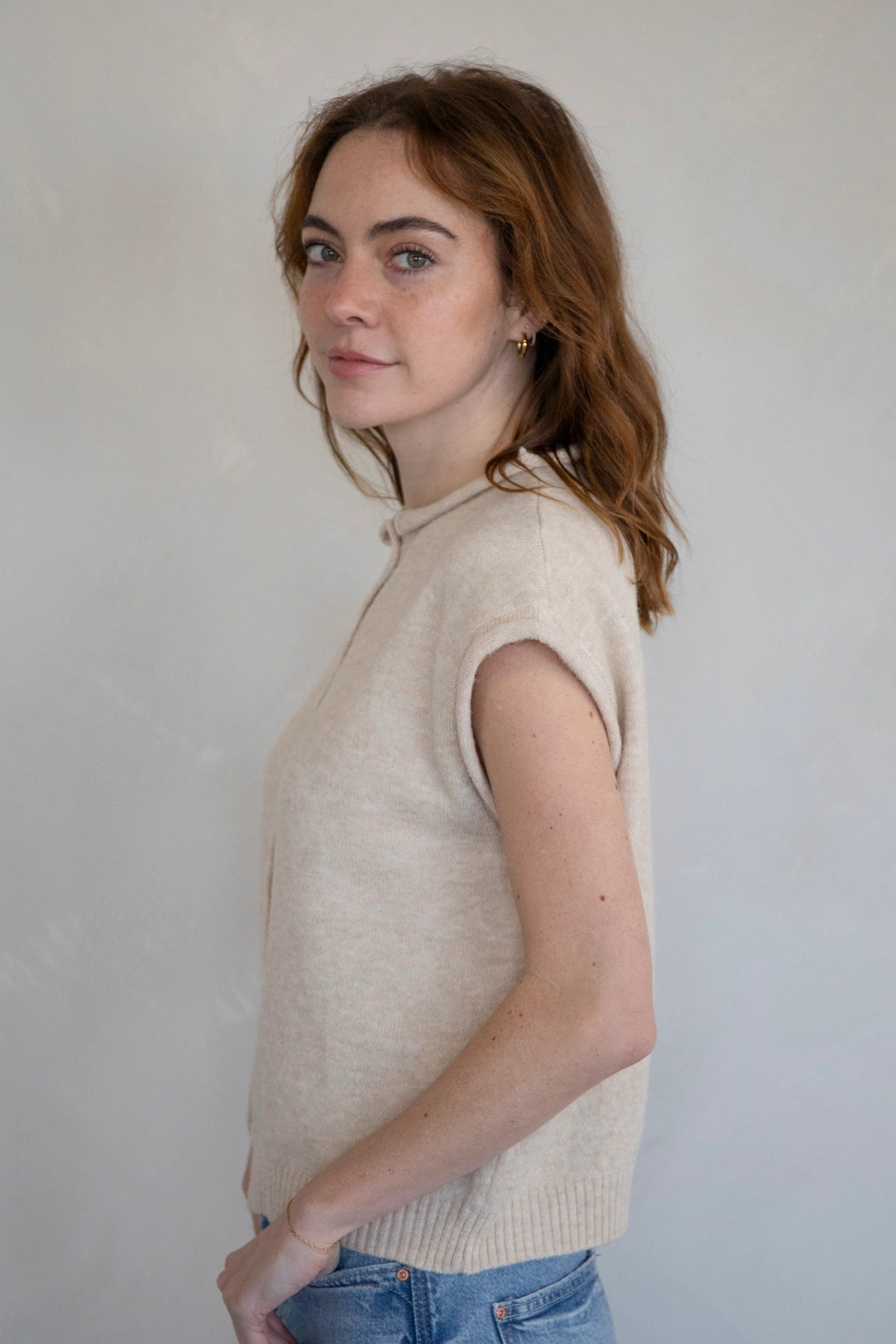 Piper Vest Cardigan- Natural