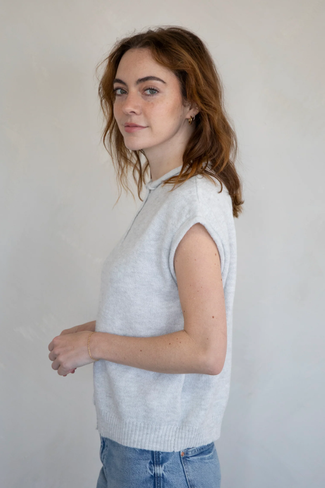 Piper Vest Cardigan- Light Grey