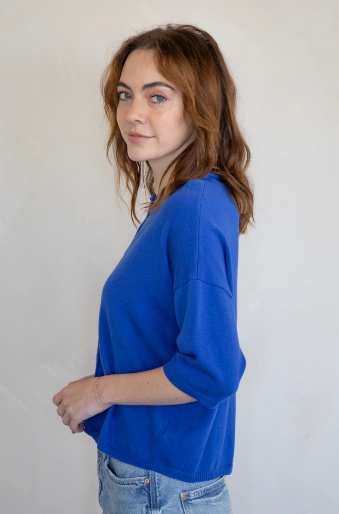 Toby Half-Sleeve Cardigan- Blue