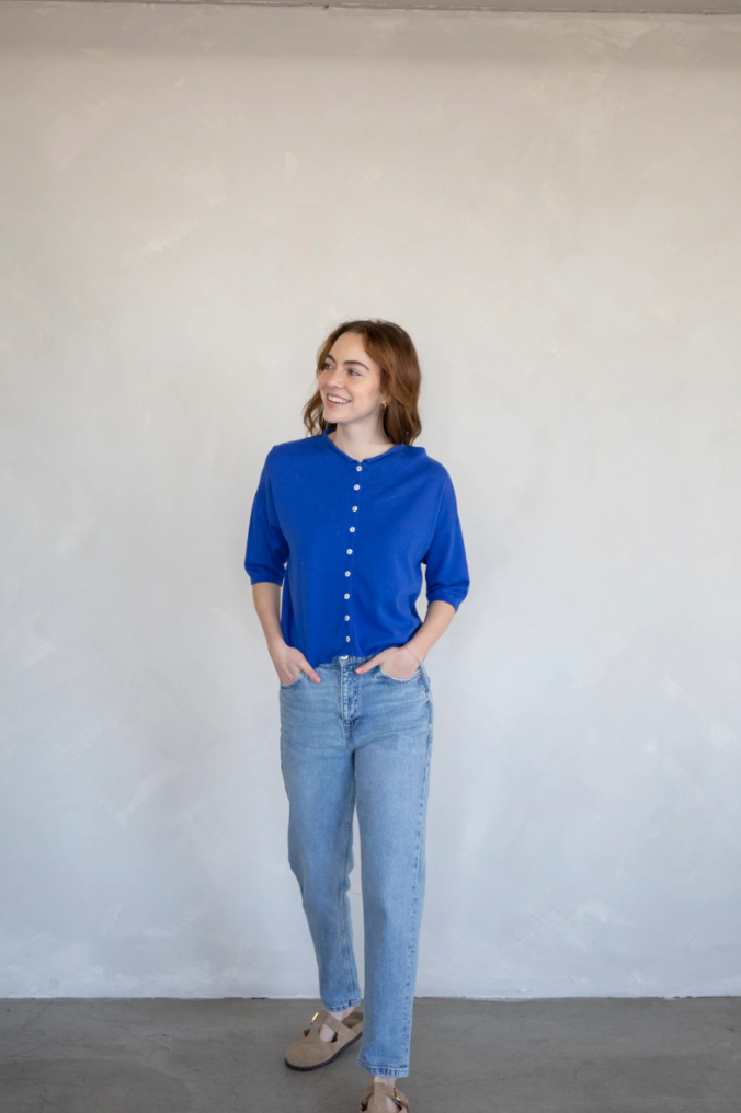 Toby Half-Sleeve Cardigan- Blue