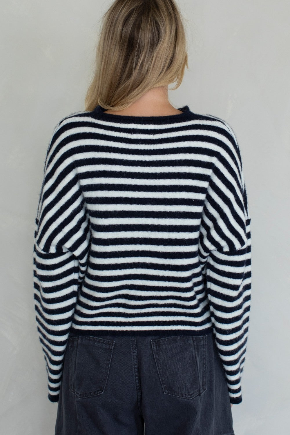 Piper Stripe Cardi- Navy