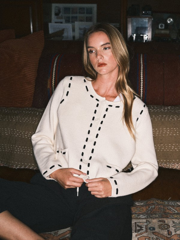 Carmen Contrast Stitch Cardigan
